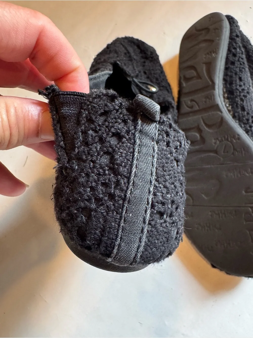 Target Black Crochet Ballet Flats with Button Accent